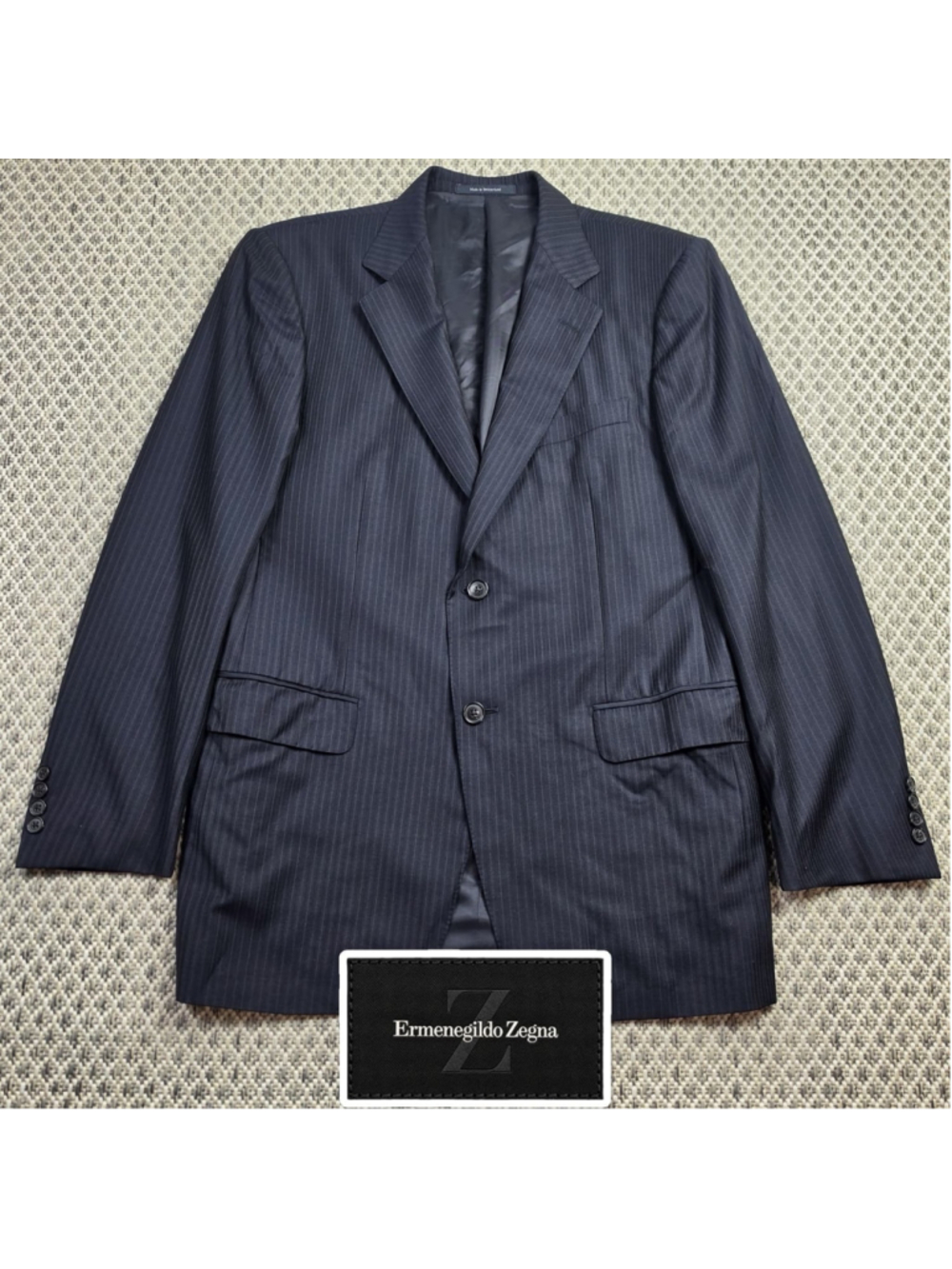 Ermenegildo Zegna Mens 50R Navy Pinstripe 100% Wool 2 Button Suit Jacket Blazer